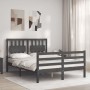 Estructura de cama con cabecero madera maciza gris 140x190 cm de vidaXL, Camas y somieres - Ref: Foro24-3194293, Precio: 162,...