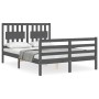 Estructura de cama con cabecero madera maciza gris 140x190 cm de vidaXL, Camas y somieres - Ref: Foro24-3194293, Precio: 162,...