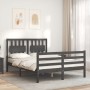 Estructura de cama con cabecero madera maciza gris 140x190 cm de vidaXL, Camas y somieres - Ref: Foro24-3194293, Precio: 162,...