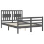 Estructura de cama con cabecero madera maciza gris 140x190 cm de vidaXL, Camas y somieres - Ref: Foro24-3194293, Precio: 162,...