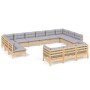 Garden furniture set 13 pieces and gray pine wood cushions by vidaXL, Garden sets - Ref: Foro24-3097282, Price: 1,00 €, Disco...