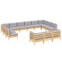 Garden furniture set 13 pieces and gray pine wood cushions by vidaXL, Garden sets - Ref: Foro24-3097282, Price: 1,00 €, Disco...