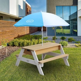 AXI Nick Sand/Water Picnic Table with Umbrella Brown and White by AXI, Garden tables - Ref: Foro24-441654, Price: 196,99 €, D...