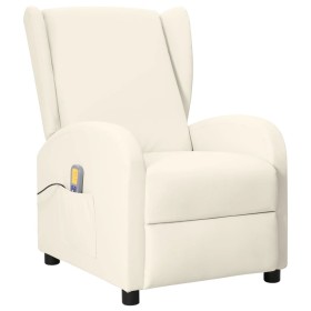 Sillón orejero de masaje de cuero sintético crema de vidaXL, Sillones de masaje eléctricos - Ref: Foro24-342333, Precio: 188,...