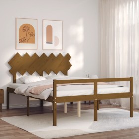 Elderly bed with honey brown wooden headboard 140x190 cm by vidaXL, Beds and slatted bases - Ref: Foro24-3195529, Price: 151,...