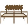 Elderly bed with honey brown wooden headboard 140x190 cm by vidaXL, Beds and slatted bases - Ref: Foro24-3195529, Price: 151,...