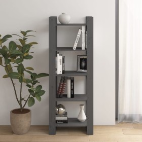 Estantería/divisor de espacios madera maciza gris 60x35x160 cm de vidaXL, Librerías y estanterías - Ref: Foro24-813891, Preci...