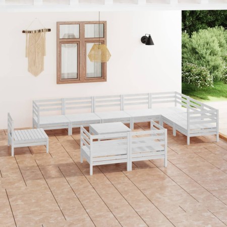 Gartenmöbel-Set 11-teilig aus massivem weißem Kiefernholz von vidaXL, Gartensets - Ref: Foro24-3083090, Preis: 499,99 €, Raba...