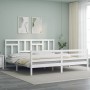 Estructura de cama con cabecero madera maciza blanco 200x200 cm de vidaXL, Camas y somieres - Ref: Foro24-3194982, Precio: 14...