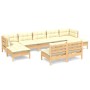 9-piece garden furniture set with cream-colored pine wood cushions by vidaXL, Garden sets - Ref: Foro24-3097103, Price: 692,0...