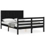 Bed frame with black solid wood headboard 120x200 cm by vidaXL, Beds and slatted bases - Ref: Foro24-3194505, Price: 165,73 €...