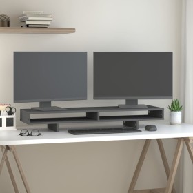 Monitorständer aus massivem Kiefernholz grau 100x27x14 cm von vidaXL, Computersockel und -erhöhungen - Ref: Foro24-814006, Pr...