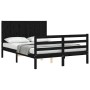 Bed frame with black solid wood headboard 120x200 cm by vidaXL, Beds and slatted bases - Ref: Foro24-3194505, Price: 165,73 €...