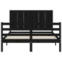 Bed frame with black solid wood headboard 120x200 cm by vidaXL, Beds and slatted bases - Ref: Foro24-3194505, Price: 165,73 €...