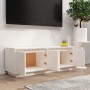 Mueble de TV de madera maciza de pino blanco 110x34x40 cm de vidaXL, Muebles TV - Ref: Foro24-813850, Precio: 91,02 €, Descue...