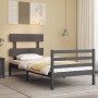 Gray solid wood bed frame with headboard 100x200 cm by vidaXL, Beds and slatted bases - Ref: Foro24-3195083, Price: 101,99 €,...