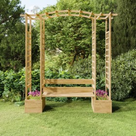 Garden pergola with impregnated pine wood bench and planters by vidaXL, Pergolas, arches and garden trellises - Ref: Foro24-3...