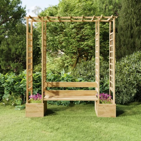 Garden pergola with bench and pine wood planters treated with preservatives. by vidaXL, Pergolas, arches and garden trellises...