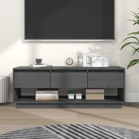 Gray pine solid wood TV cabinet 110.5x34x40 cm by vidaXL, TV Furniture - Ref: Foro24-813846, Price: 72,09 €, Discount: %