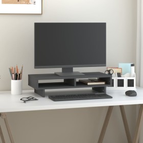 Monitor stand solid gray pine wood 60x27x14 cm by vidaXL, Computer bases and risers - Ref: Foro24-814001, Price: 31,99 €, Dis...