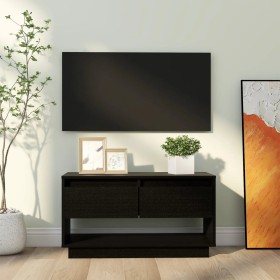 Mueble de TV de madera maciza de pino negro 74x34x40 cm de vidaXL, Muebles TV - Ref: Foro24-813843, Precio: 51,99 €, Descuent...