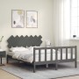 Estructura de cama matrimonio con cabecero madera maciza gris de vidaXL, Camas y somieres - Ref: Foro24-3193473, Precio: 164,...