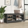 Banco zapatero madera maciza de pino gris 110x38x45,5 cm de vidaXL, Zapateros y organizadores de calzado - Ref: Foro24-813776...