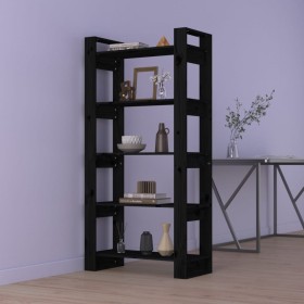 Estantería/divisor de espacios madera maciza negro 80x35x160 cm de vidaXL, Librerías y estanterías - Ref: Foro24-813913, Prec...