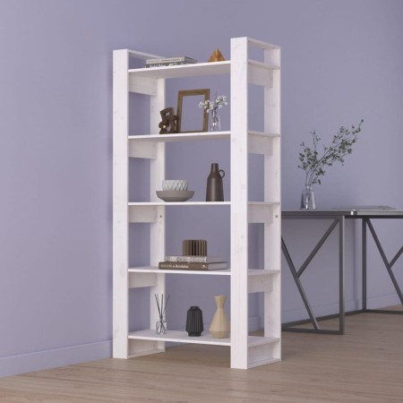 Weißes Massivholzregal/Raumteiler 80x35x160 cm von vidaXL, Bücherregale und Regale - Ref: Foro24-813910, Preis: 98,99 €, Raba...