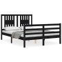 Estructura cama de matrimonio con cabecero madera maciza negra de vidaXL, Camas y somieres - Ref: Foro24-3194545, Precio: 144...