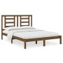 Estructura cama madera maciza de pino doble marrón 135x190 cm de vidaXL, Camas y somieres - Ref: Foro24-3104326, Precio: 131,...