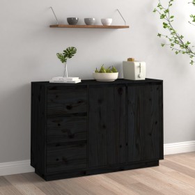 Aparador de madera maciza de pino negro 111x34x75 cm de vidaXL, Aparadores - Ref: Foro24-813808, Precio: 109,99 €, Descuento: %