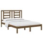 Estructura cama madera maciza de pino doble marrón 135x190 cm de vidaXL, Camas y somieres - Ref: Foro24-3104326, Precio: 131,...