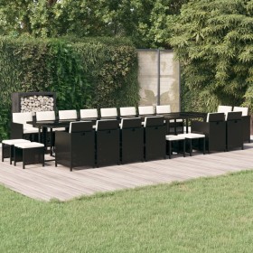 Set de comedor jardín 21 pzas con cojines ratán sintético negro de vidaXL, Conjuntos de jardín - Ref: Foro24-3095669, Precio:...