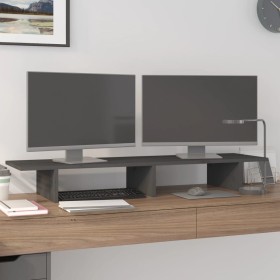 Soporte de monitor madera maciza de pino gris 100x27x15 cm de vidaXL, Bases y elevadores para ordenadores - Ref: Foro24-81398...