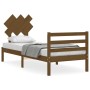 Honey brown solid wood bed frame with headboard 90x200cm by vidaXL, Beds and slatted bases - Ref: Foro24-3195274, Price: 111,...