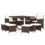 Set de comedor jardín 9 pzas y cojines ratán sintético marrón de vidaXL, Conjuntos de jardín - Ref: Foro24-3095514, Precio: 4...