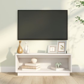 Mueble de TV de madera maciza de pino blanco 90x35x35 cm de vidaXL, Muebles TV - Ref: Foro24-813830, Precio: 42,70 €, Descuen...