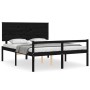 Estructura de cama con cabecero madera maciza negro 160x200 cm de vidaXL, Camas y somieres - Ref: Foro24-3195495, Precio: 167...