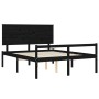 Estructura de cama con cabecero madera maciza negro 160x200 cm de vidaXL, Camas y somieres - Ref: Foro24-3195495, Precio: 167...