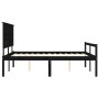 Estructura de cama con cabecero madera maciza negro 160x200 cm de vidaXL, Camas y somieres - Ref: Foro24-3195495, Precio: 167...