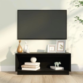 Mueble de TV de madera maciza de pino negro 90x35x35 cm de vidaXL, Muebles TV - Ref: Foro24-813833, Precio: 42,99 €, Descuent...