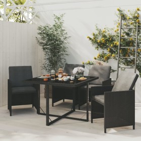 Garden dining set 5 pieces with black synthetic rattan cushions by vidaXL, Garden sets - Ref: Foro24-3095504, Price: 316,38 €...