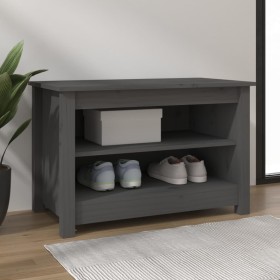 Banco zapatero madera de pino maciza gris 70x38x45,5 cm de vidaXL, Zapateros y organizadores de calzado - Ref: Foro24-813771,...