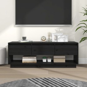 Mueble de TV de madera maciza de pino negro 110,5x34x40 cm de vidaXL, Muebles TV - Ref: Foro24-813848, Precio: 76,85 €, Descu...