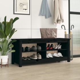 Schuhablage Bank Massivholz Kiefer schwarz 110x38x45,5 cm von vidaXL, Schuhregale und Schuhorganisatoren - Ref: Foro24-813778...