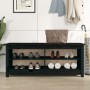 Solid black pine wood shoe bench 110x38x45.5 cm by vidaXL, Shoe racks and shoe organizers - Ref: Foro24-813778, Price: 65,99 ...