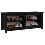 Solid black pine wood shoe bench 110x38x45.5 cm by vidaXL, Shoe racks and shoe organizers - Ref: Foro24-813778, Price: 65,99 ...