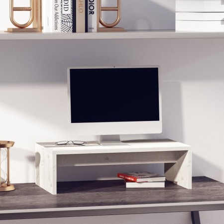 Solid white pine wood monitor stand 50x27x15 cm by vidaXL, TV Furniture - Ref: Foro24-813925, Price: 21,90 €, Discount: %