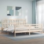 Estructura de cama con cabecero madera maciza 200x200 cm de vidaXL, Camas y somieres - Ref: Foro24-3194396, Precio: 141,52 €,...